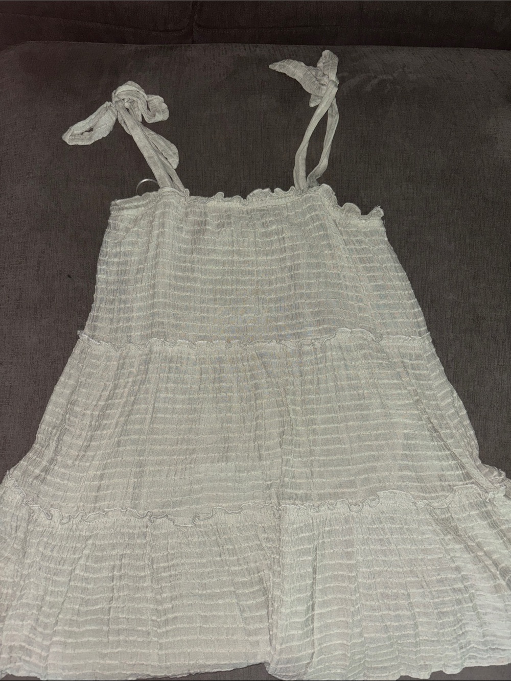Altar'd State White Tiered Tie-Strap Sundress